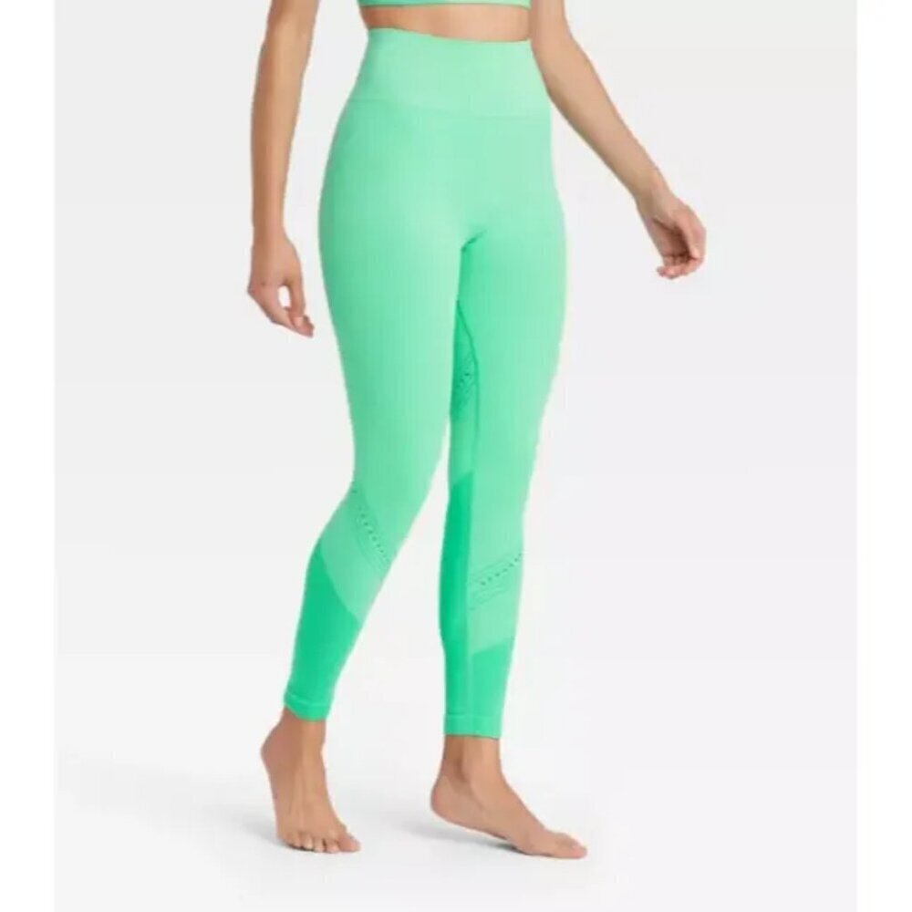 JoyLab Womens XS High Waisted Seamless Stretch Mint Green 7/8 Leggings NEW